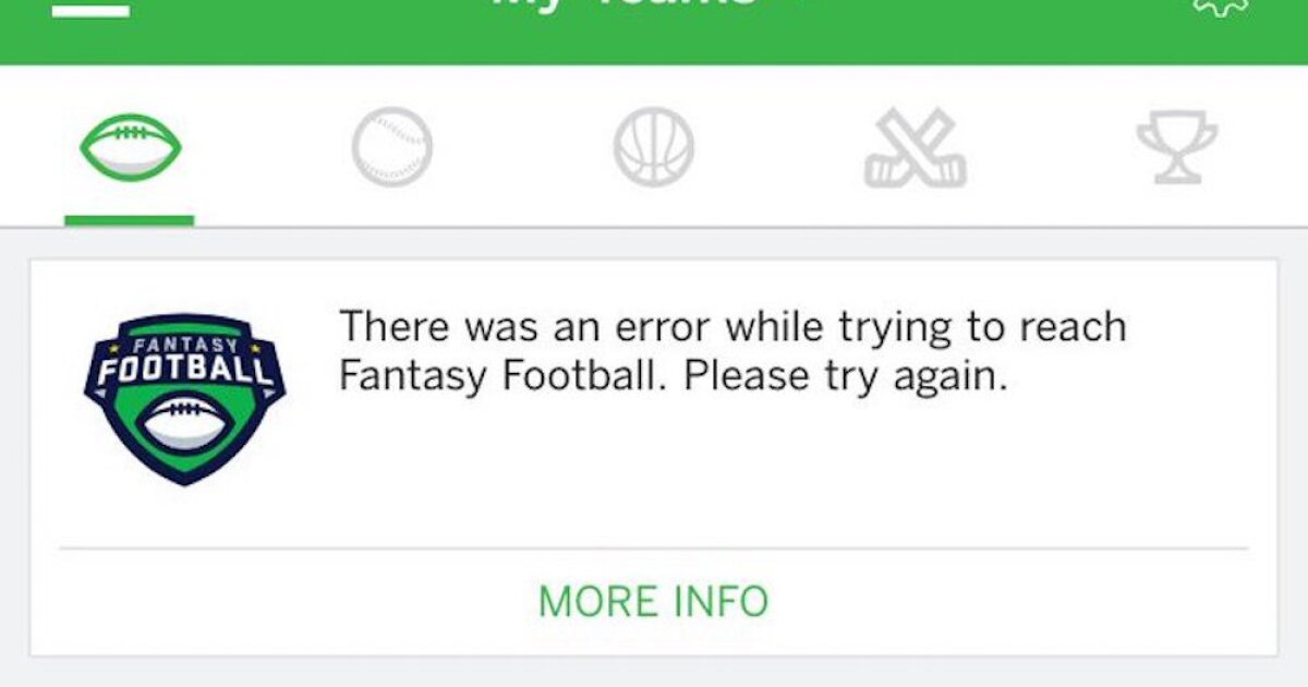 Fumble Espn Fantasy Football App Crashes During First Sunday Of