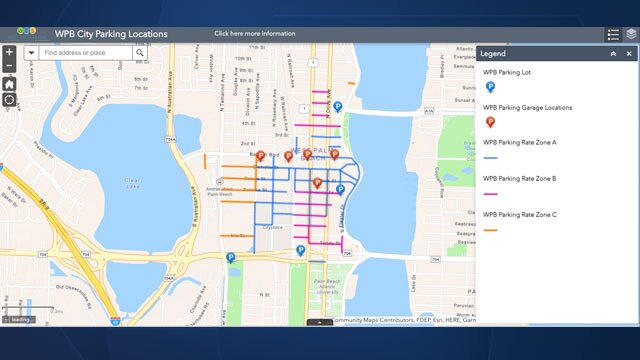 Parking lot zones in downtown West Palm Beach