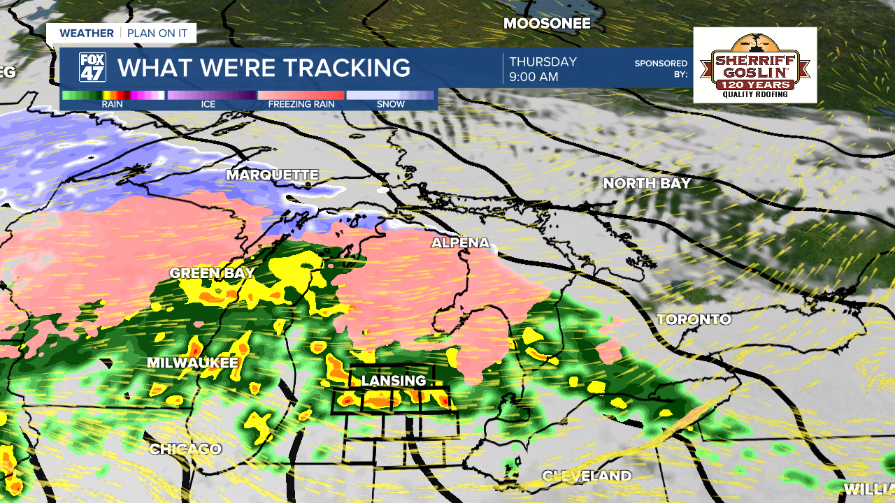 Freezing drizzle could lead to slick spots during the Thursday morning commute in areas along and north of I-96