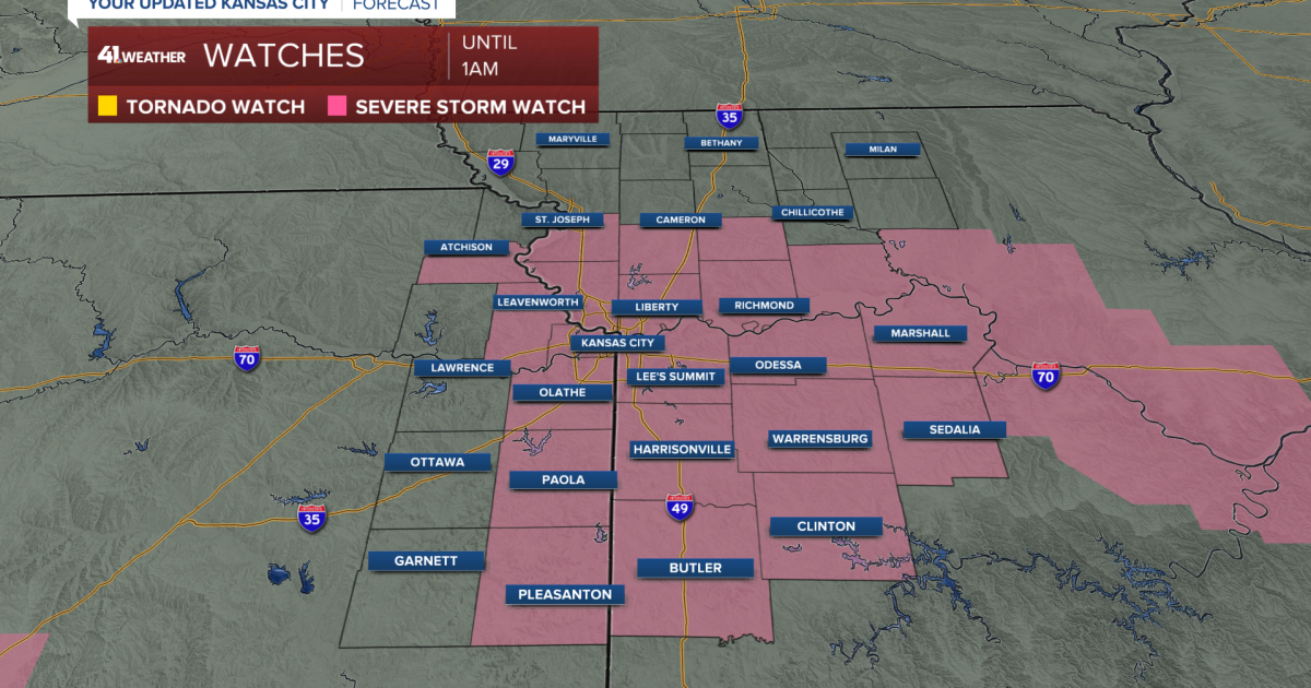 Severe thunderstorm watch issued for Kansas City area until 1 a.m.