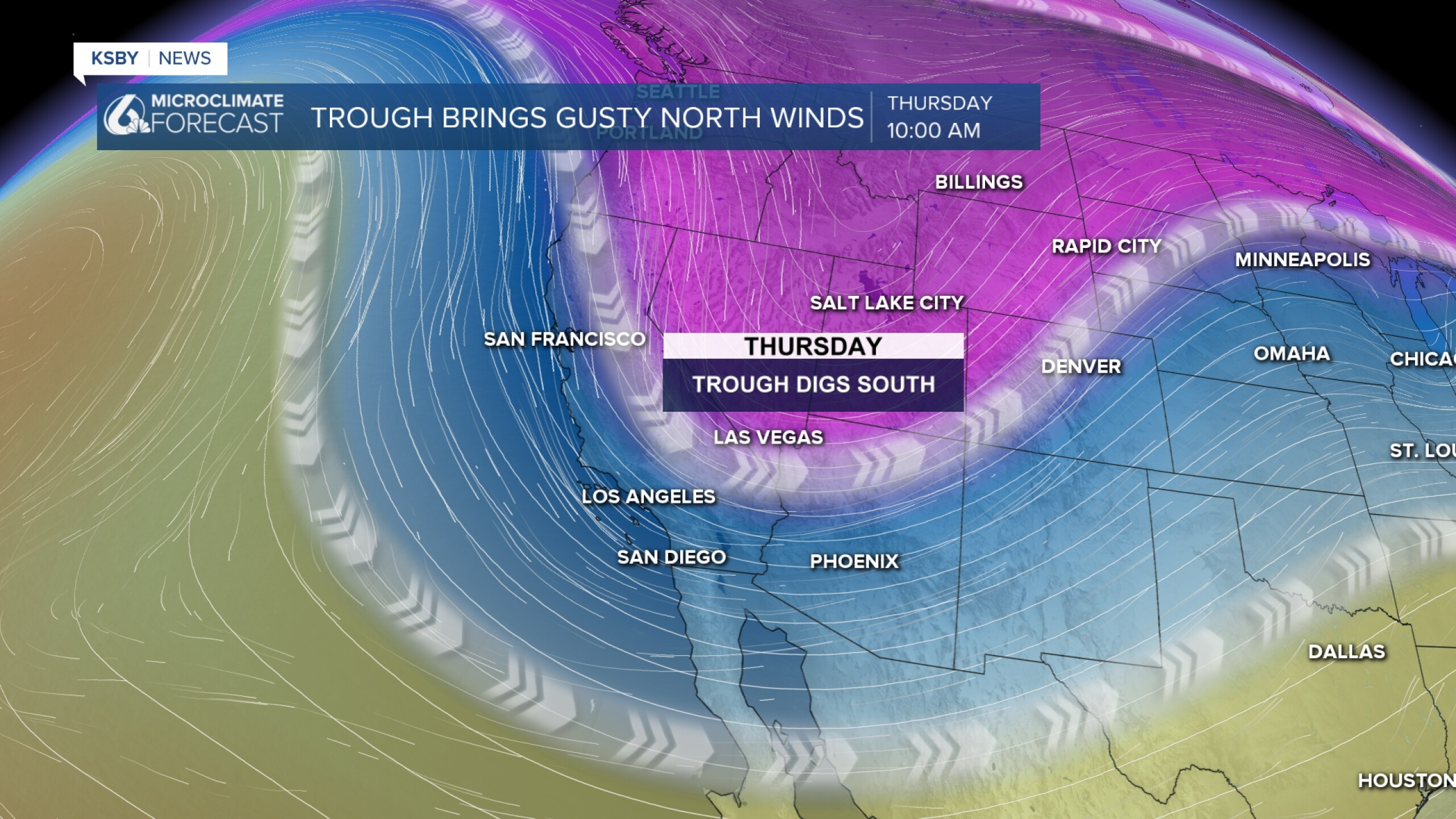 Gusty north and northwest winds tonight into early Thursday