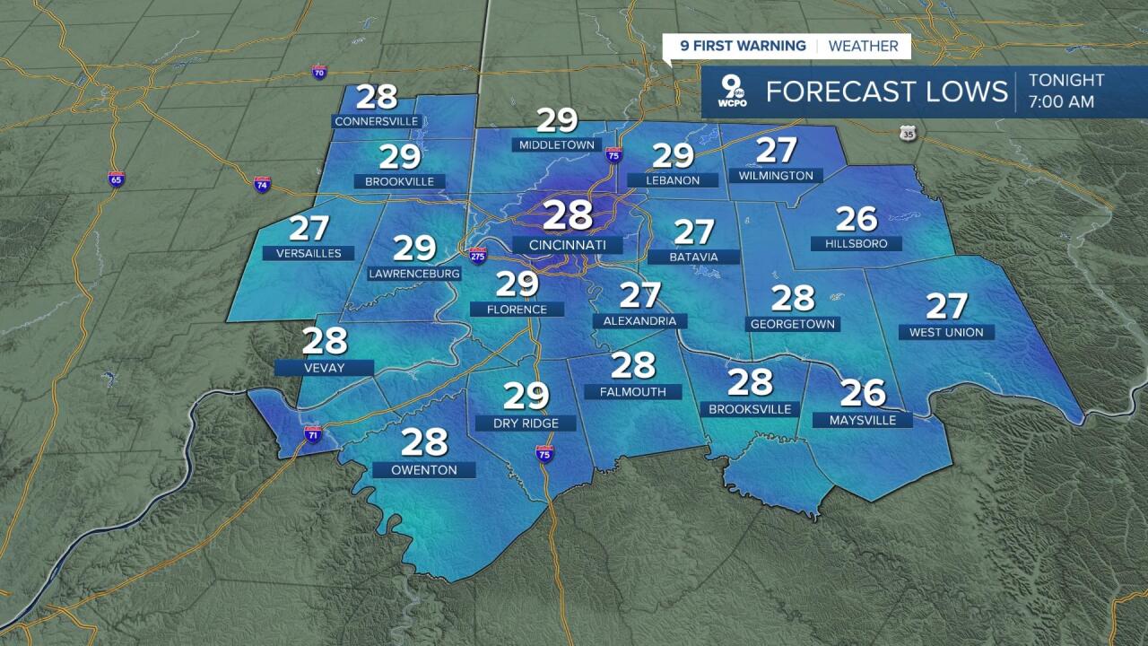 Thursday morning lows