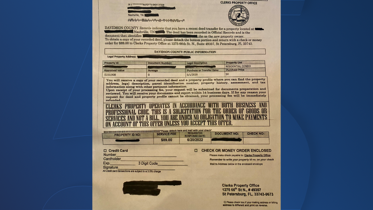 Scam targeting homeowners circulating around Davidson County