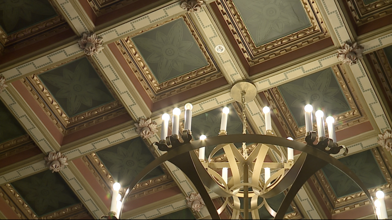 Restored ceiling of Pioneer Hotel Dining Room