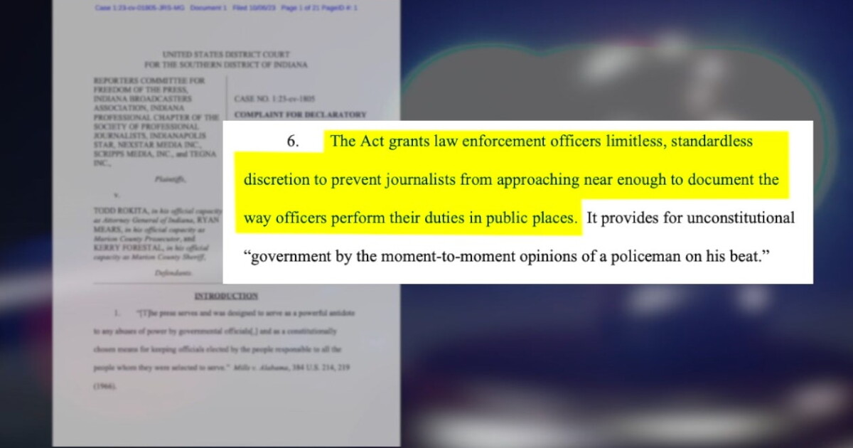 Indiana media outlets sue state, Marion County over 25-foot law enforcement law - Vimarsana News