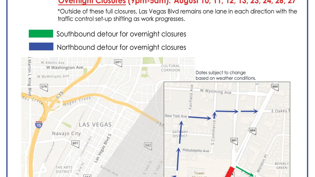 Las Vegas Boulevard Overnight Closures For Arch Placement