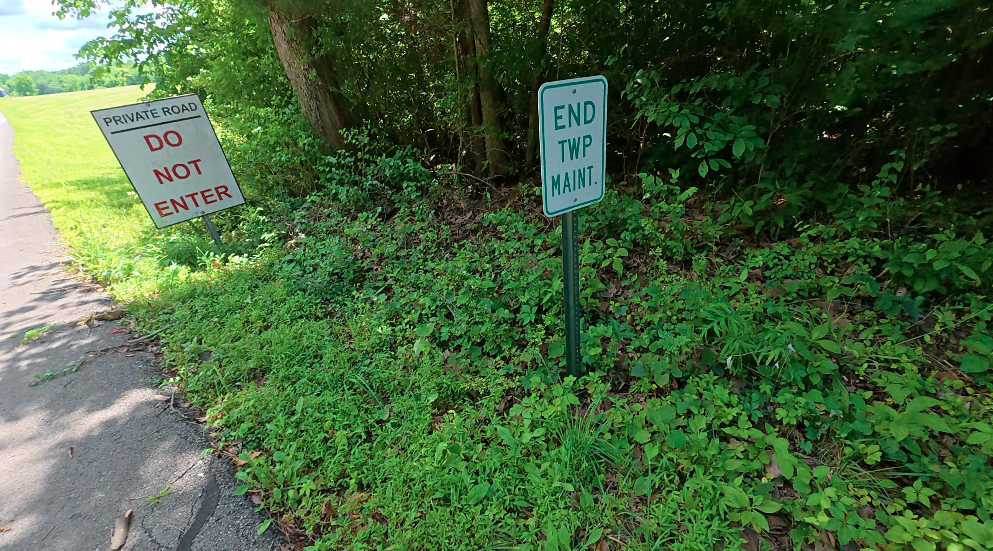 Signs outside the entrance to Crossroads Church Base Camp on Burns Road in Washington Township.