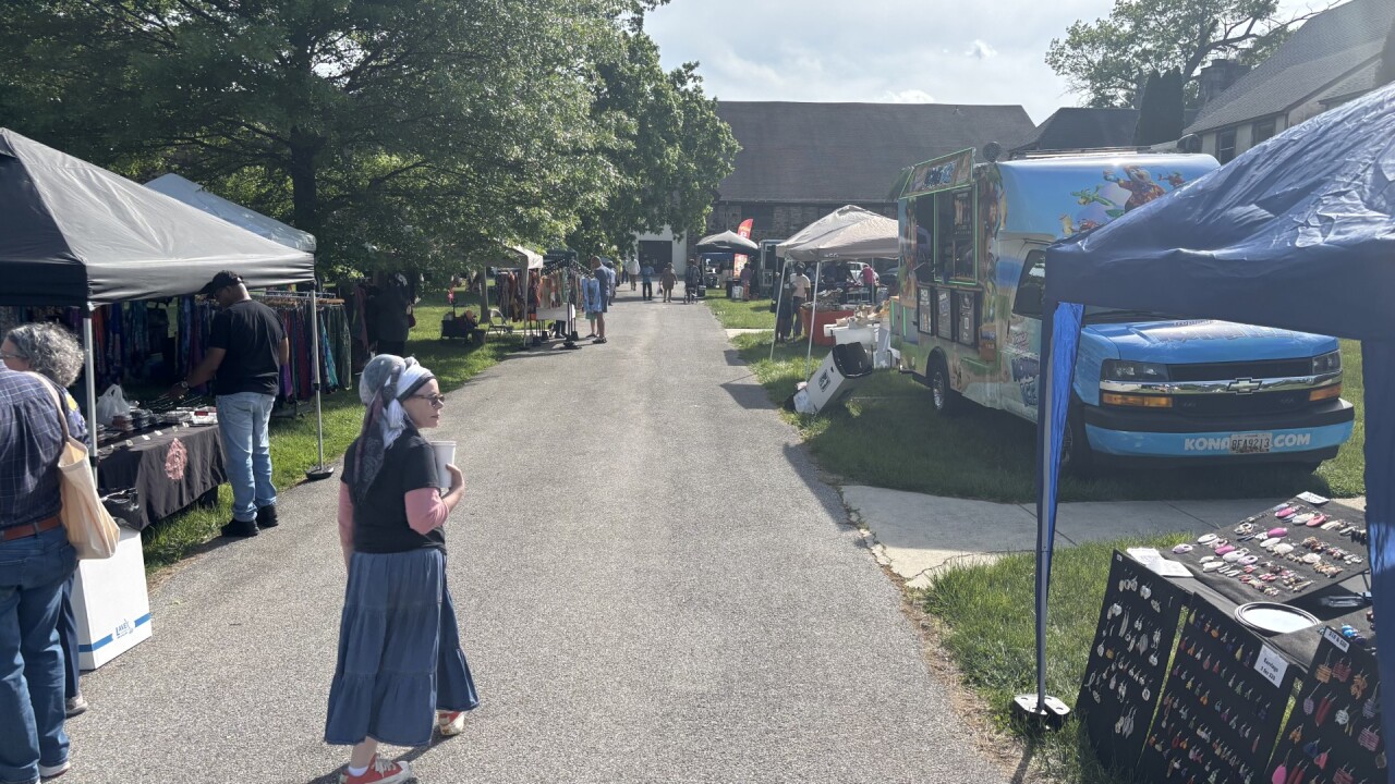 The vendor set up at the market