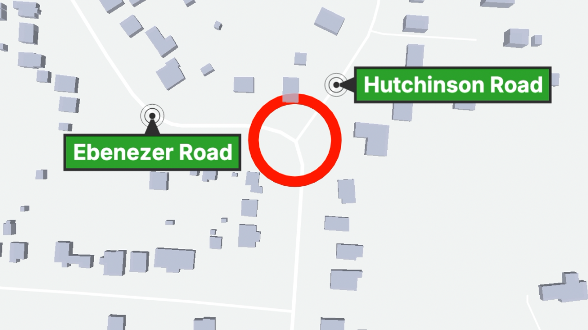 Roundabout at Hutchinson Rd and Ebenezer Rd