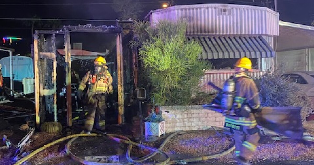 60-year-old hospitalized after mobile home catches fire, trapped in bedroom