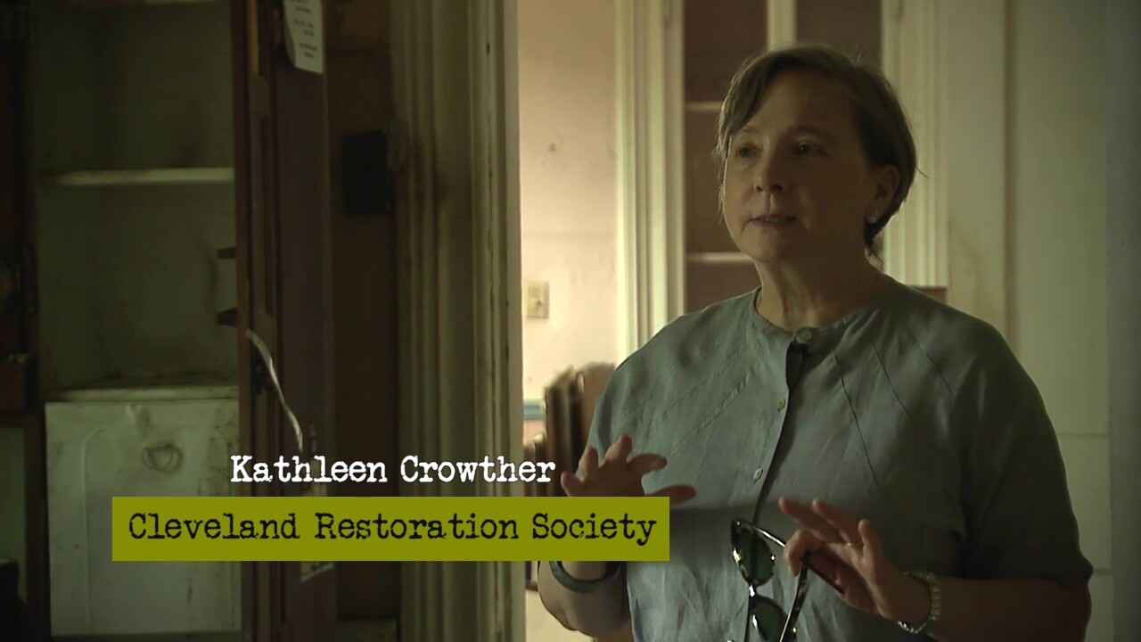 Kathleen Crowther of the Cleveland Restoration Society talks about the connection she felt to Frances Mays during a visit to the historic houses.
