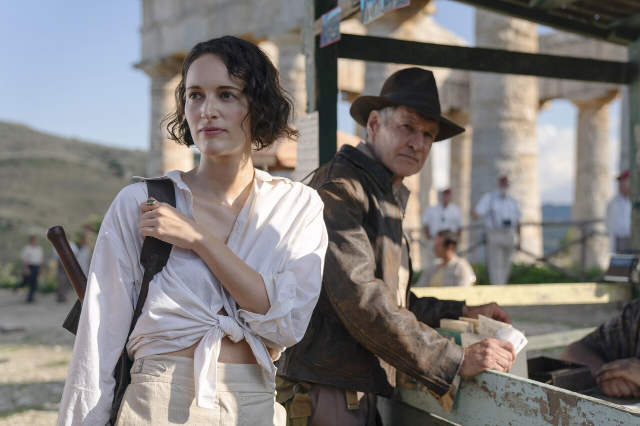 Phoebe Waller-Bridge and Harrison Ford in scene from 'Indiana Jones and the Dial of Destiny'