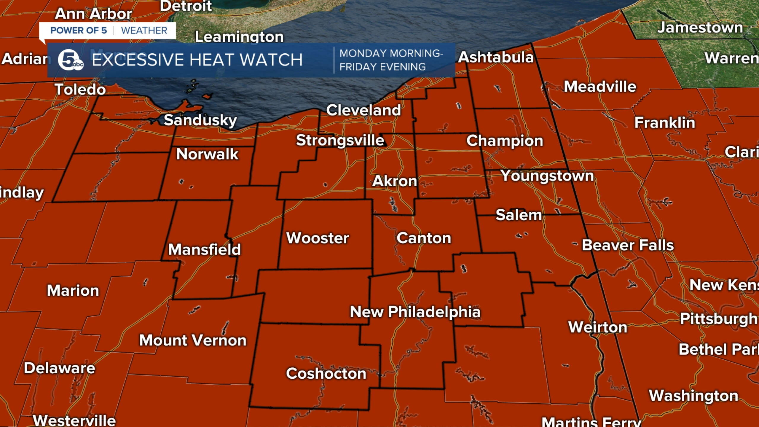 Excessive Heat Watch issued for all of Northeast Ohio this week