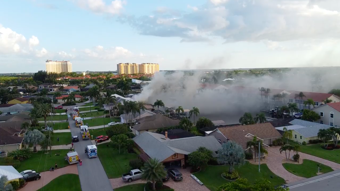 Cape Coral house fire - aerial shot from Jack Thompson