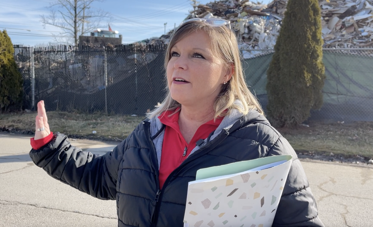 Tish Jones' family lives next to the mound of waste at a processing center in Sycamore Township 