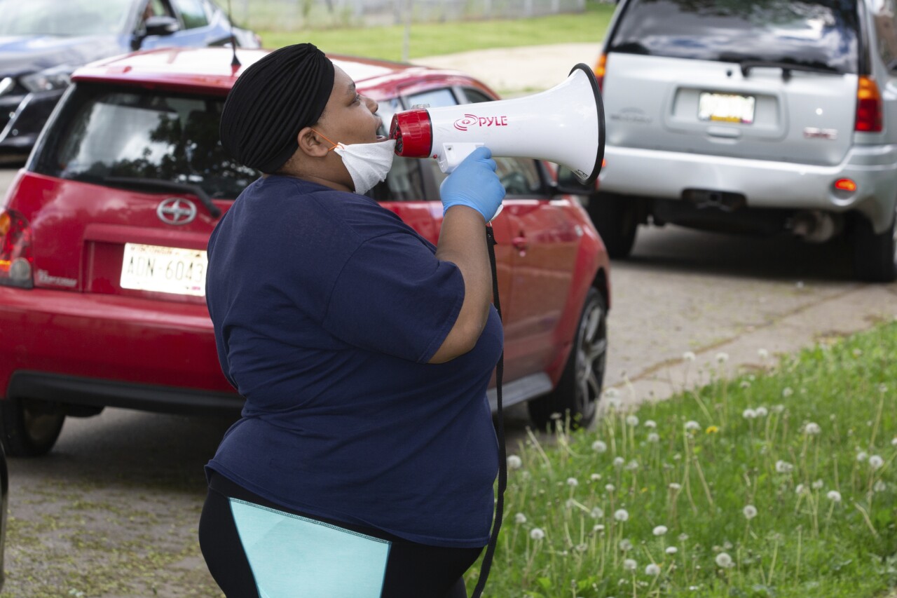 Melody McCurtis visiting Metcalfe neighborhood. Photo credit: Dan Herda, United Way