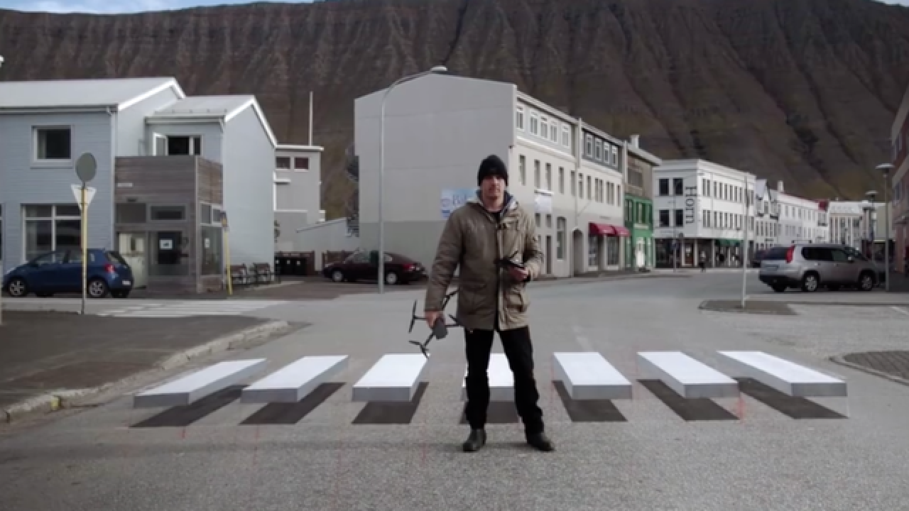 How an optical illusion slows motorists in this Icelandic fishing town