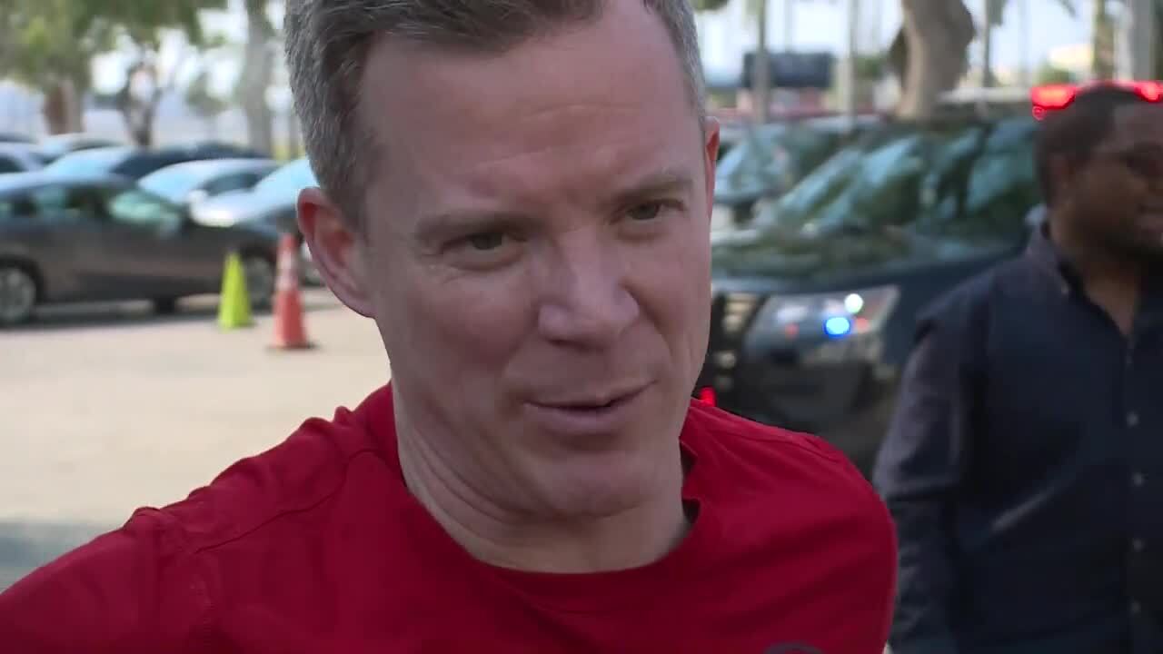 FAU Owls head coach Dusty May speaks to WPTV after returning from Final Four, April 2, 2023