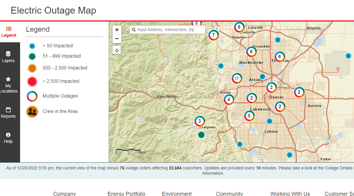 Xcel outages 10p 12-28-22
