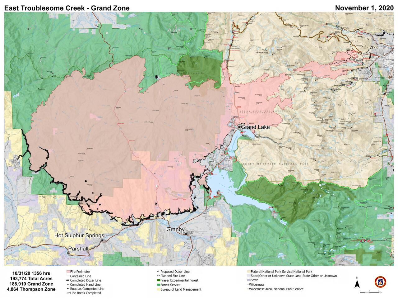 East Troublesome Fire containment line map_Nov. 1 2020