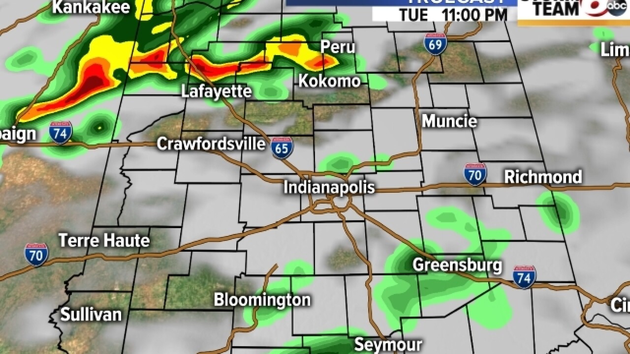 TIMELINE: T'storms possible throughout Tuesday