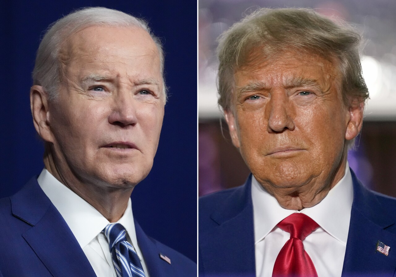 Combination photo of President Joe Biden, left, and former President Donald Trump.