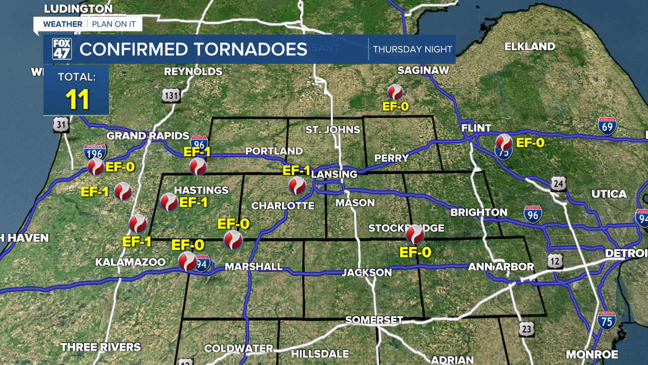 Up to 11 confirmed tornadoes from May 15th-16th in southern Michigan