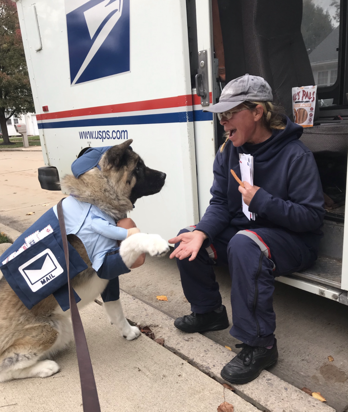 Cleveland Mail Carrier meets dog dressed like her