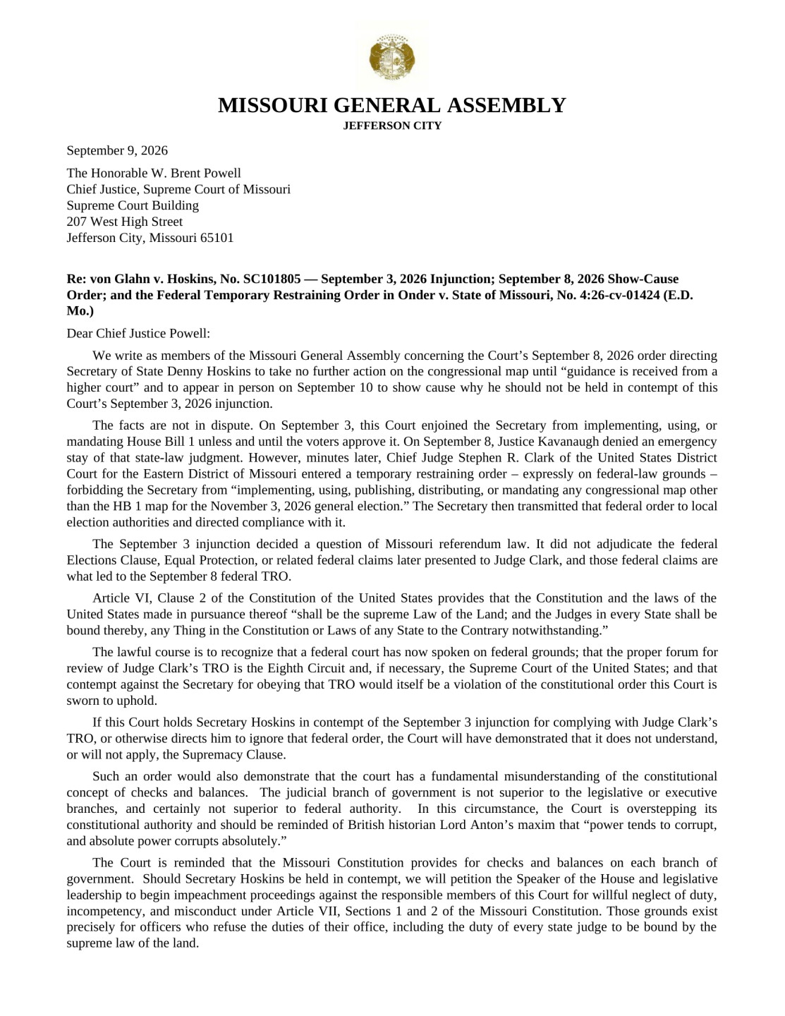 MOSUPCO Impeachment Letter