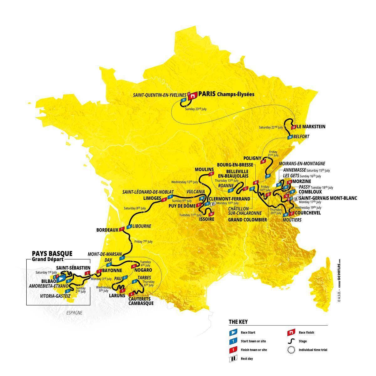 2023 Tour de France course map
