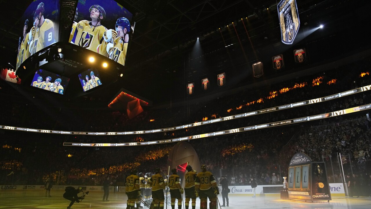 VGK shine Opening Knight raising championship banner, defeating Kraken