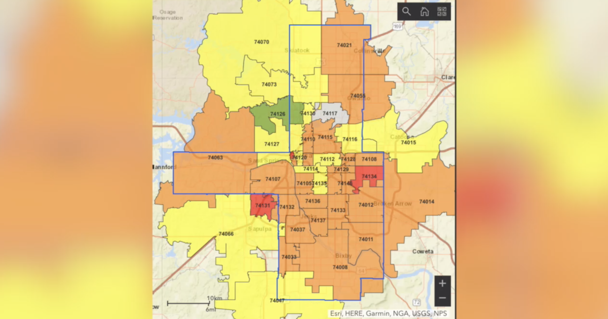 Tulsa Health Department S Covid 19 Risk Map Shows 3 Severe Risk Zip Codes Tulsa County Zip Code Map