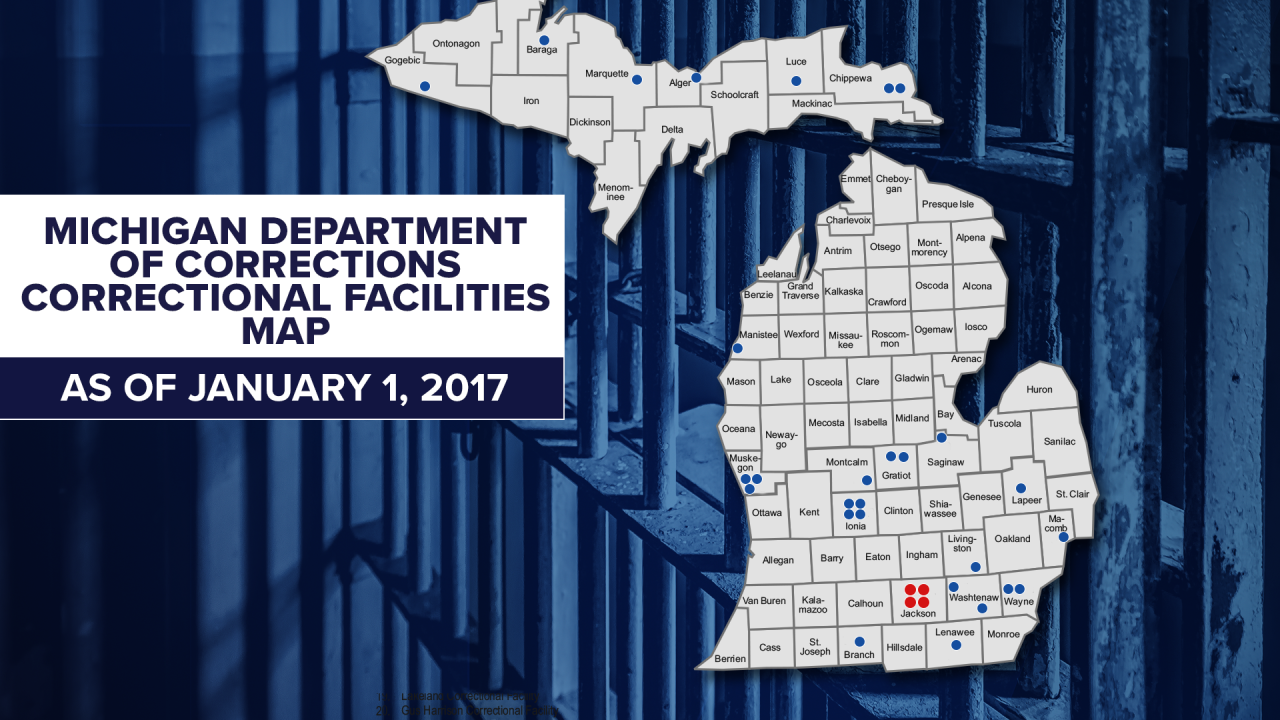Michigan Department of Corrections Correctional Facilities Map