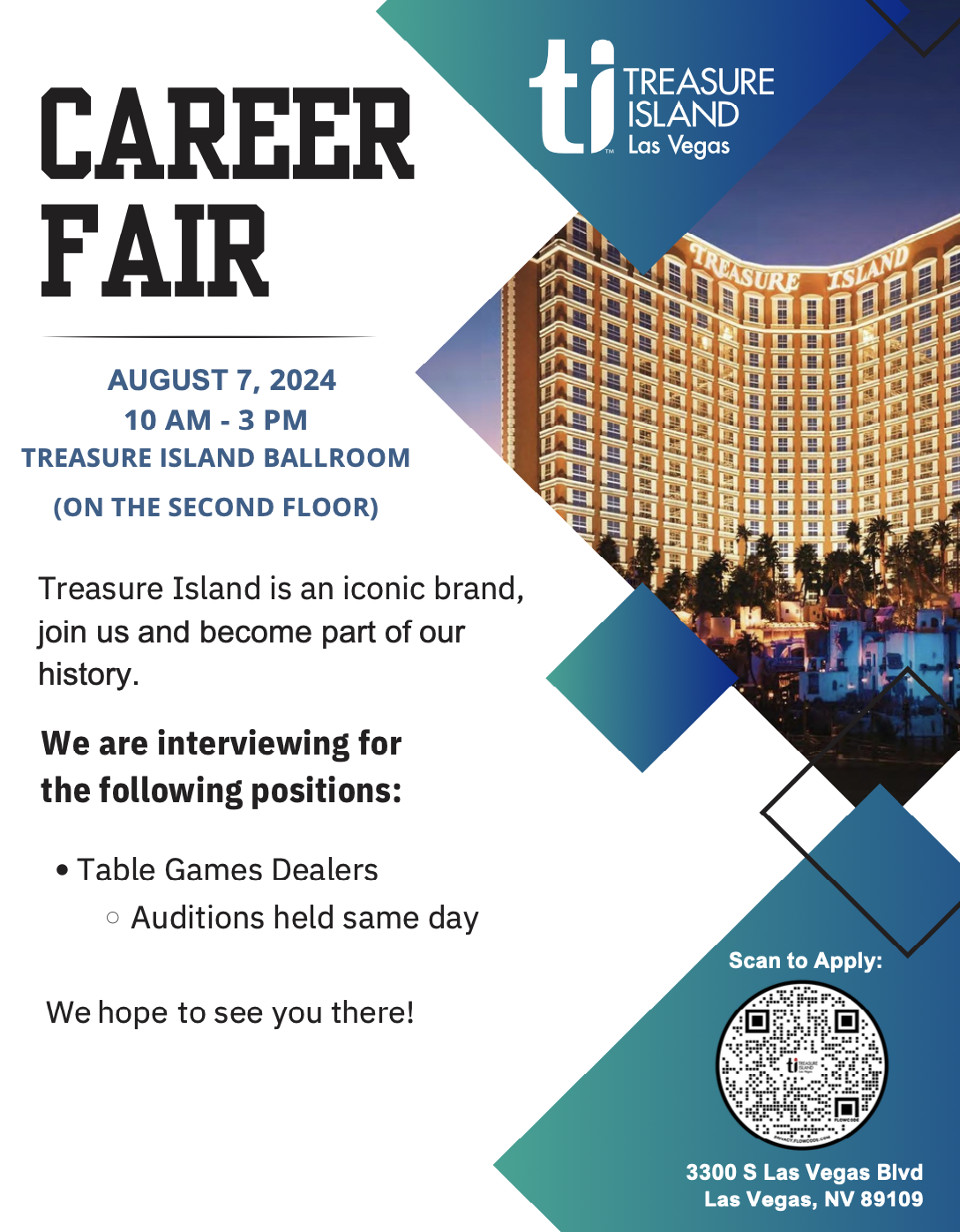 Table Dealer Job Fair at Treasure Island