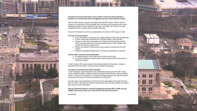 Mayors letter about Summer EBT