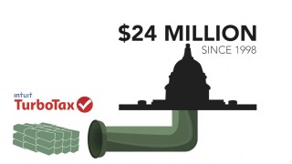 A graphical representation of third-party tax companies lobbying Congress.