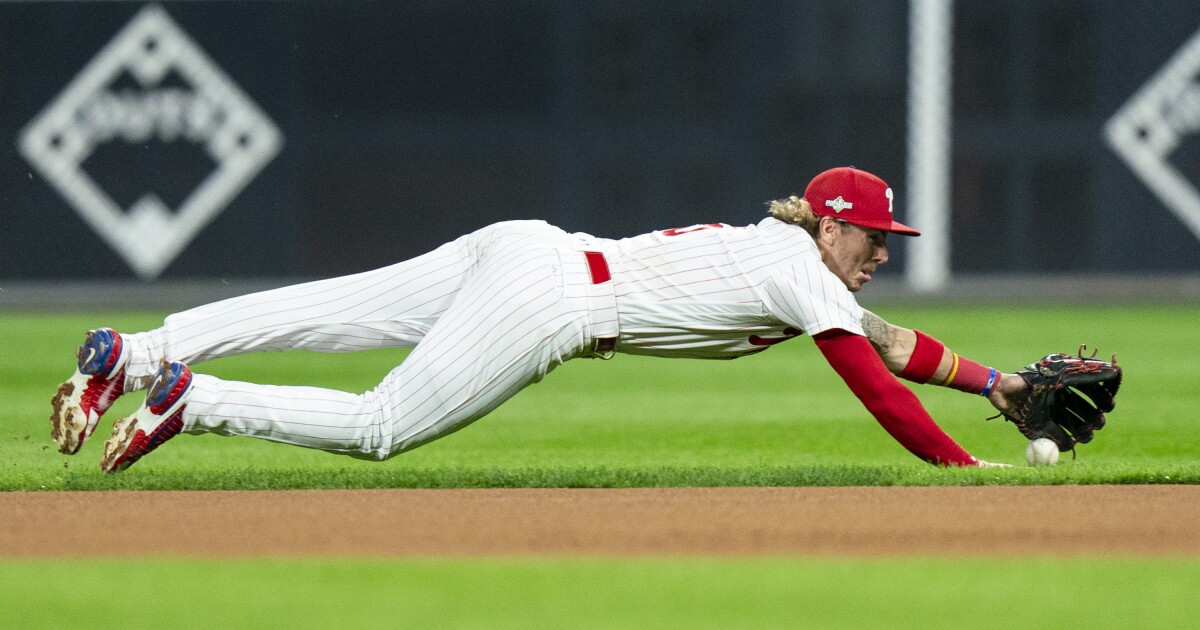 Las Vegas native Bryson Stott named finalist for 2023 Gold Glove Award