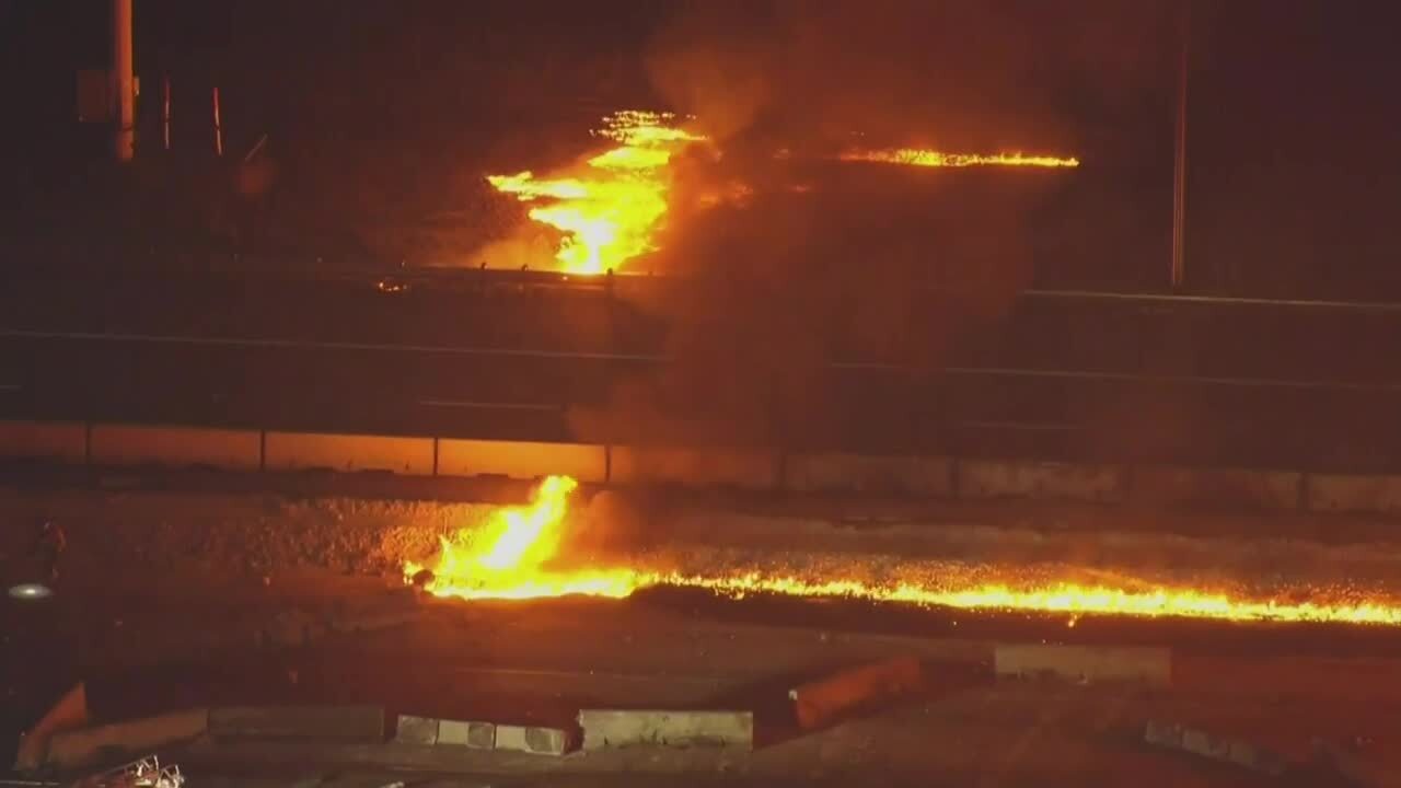 A fuel truck engulfed in flames on Florida's Turnpike between Hypoluxo Road and Boynton Beach Boulevard in west Boynton Beach on Dec. 8, 2023 (2).jpg