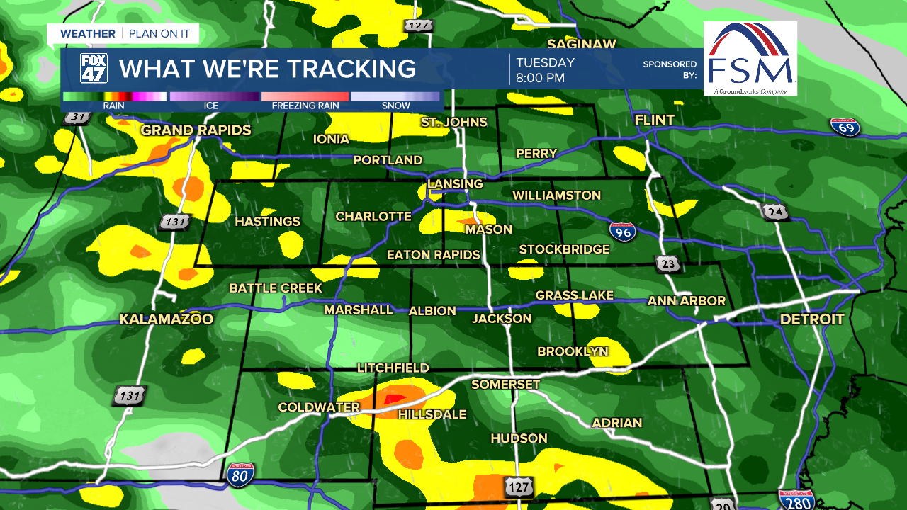 Showers remain through the evening hours and into Wednesday