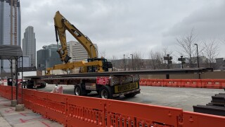 Streetcar beams arrive