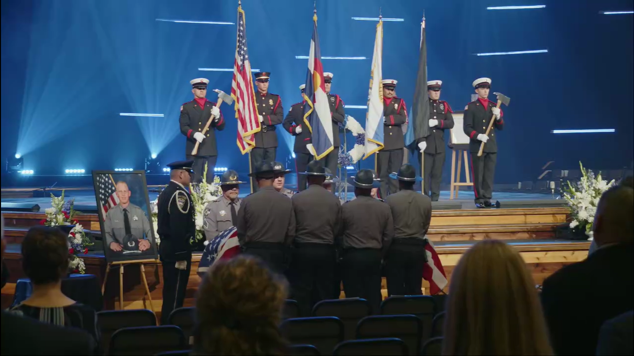 Procession for fallen Deputy Andrew Peery at New Life Church