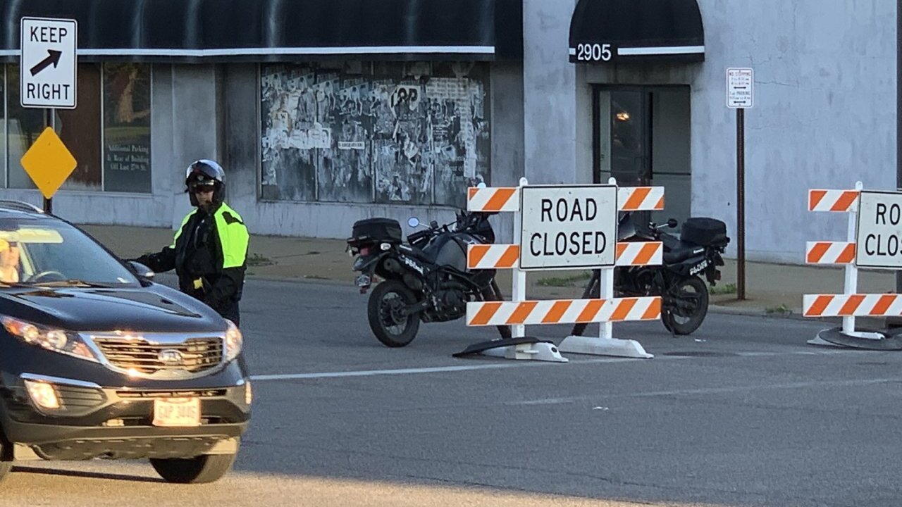 East 30th street was closed to drivers on Monday as part of the curfew.