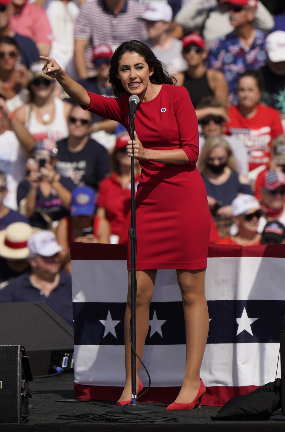 Anna Paulina Luna speaks during a campaign rally for President Donald Trump