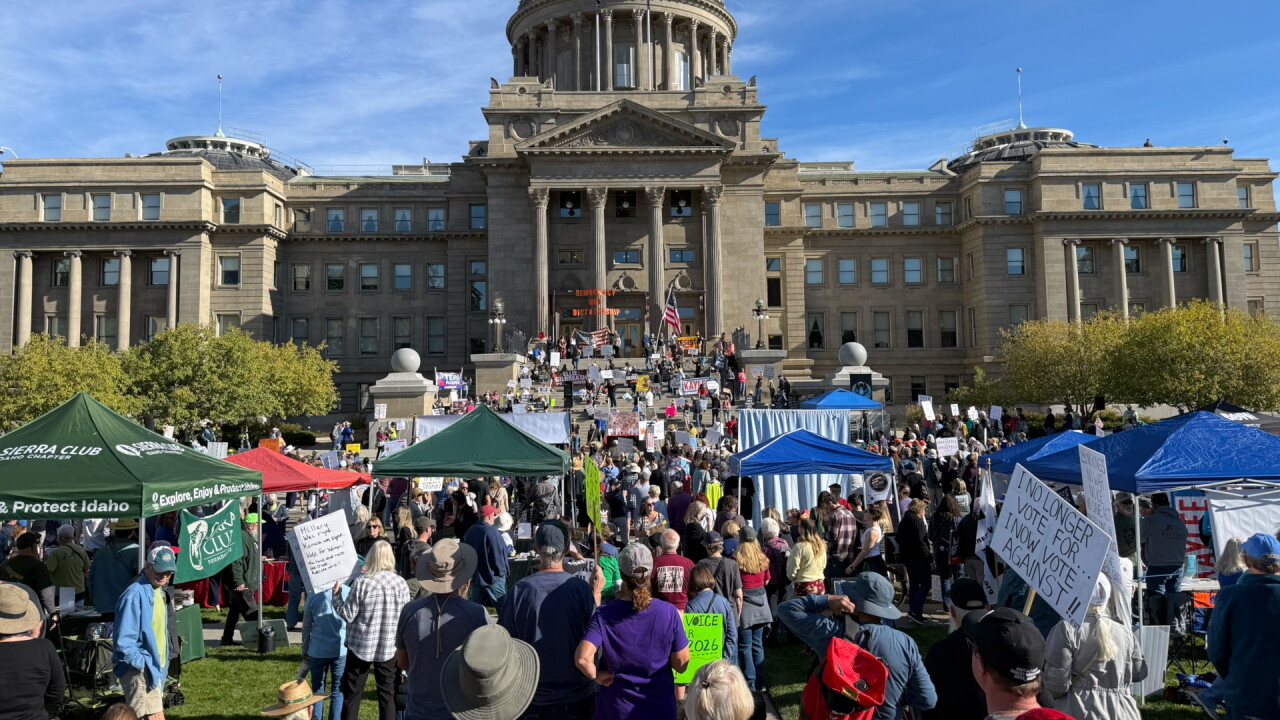Hundreds gather at Idaho Capitol for 'No Kings' rally ahead of early voting