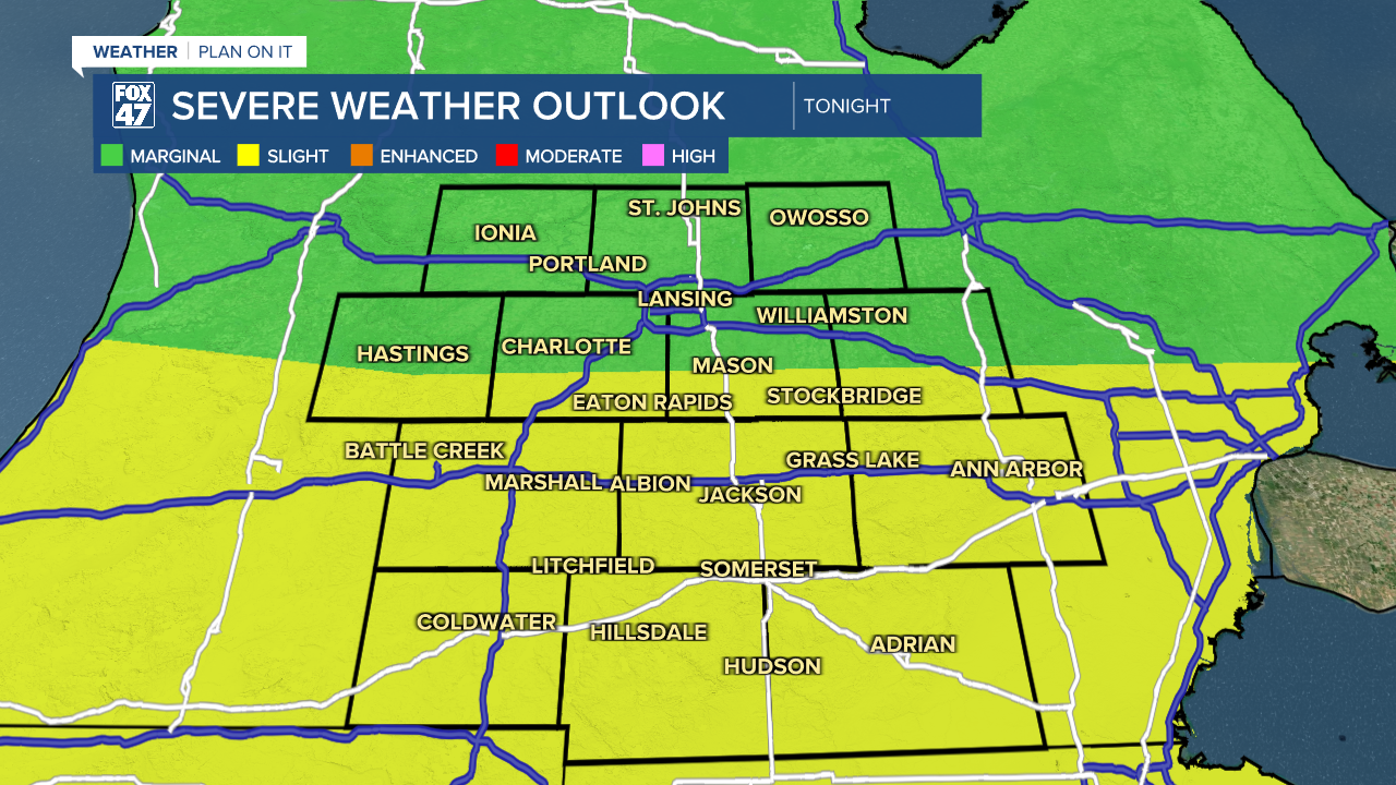 Slight risk for Jackson and Hillsdale counties as well as southern portions of Eaton and Ingham for damaging winds and heavy rainfall rates Friday evening into overnight