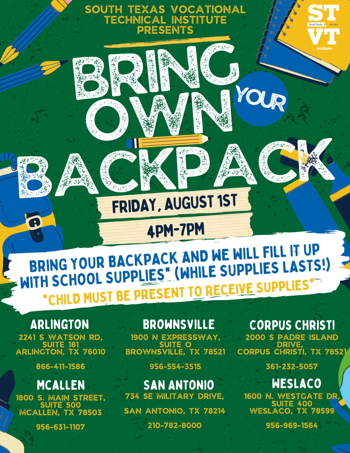 STVT Bring Your Own Backpack