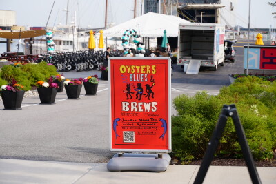 Oysters Blues and Brews flyer at the Baltimore Peninsula