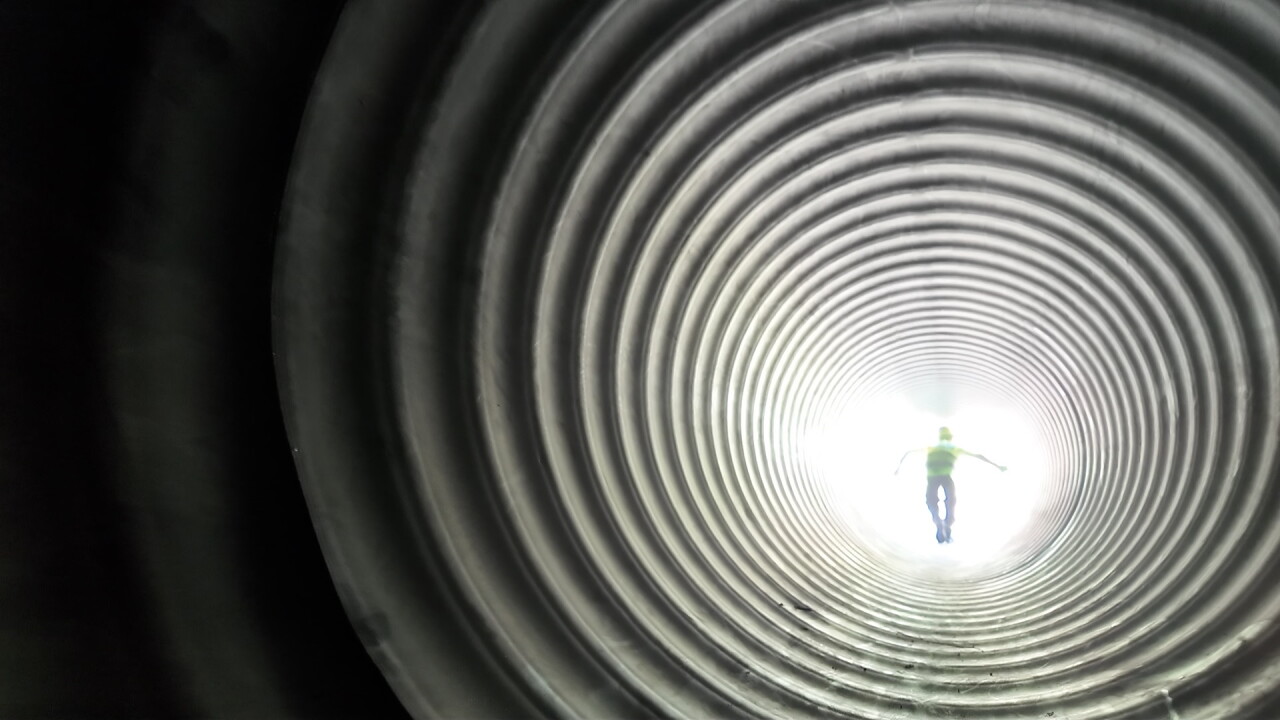 Crawling through a construction tube