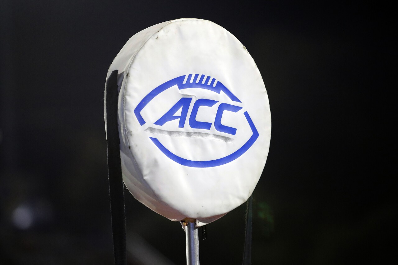 Atlantic Coast Conference logo on football chain marker in 2019