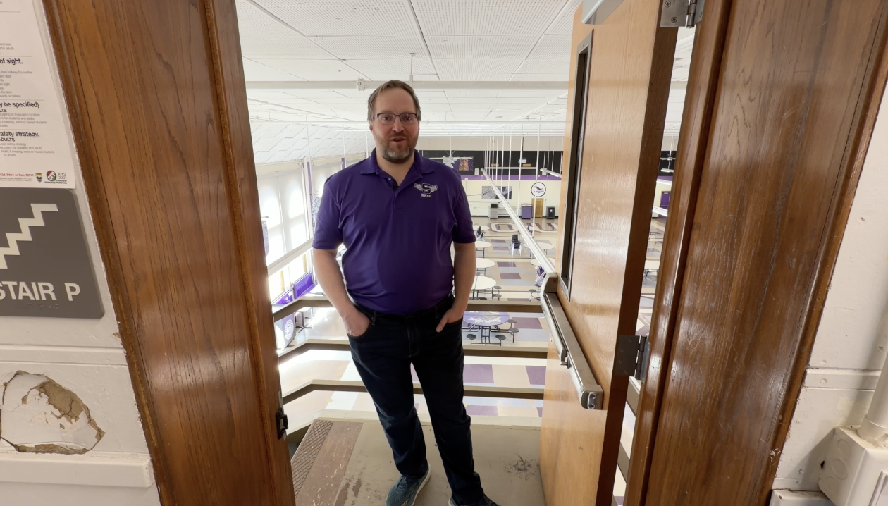 South High School band teacher Kyle Dobbins joins the club on the trombone